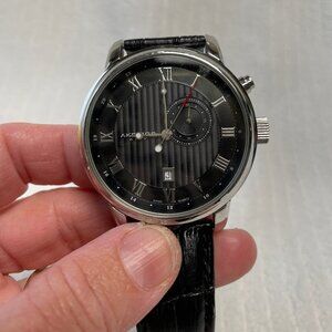 Akribos XXIV AK595SS Black Dial Men's Watch Black Leather Band